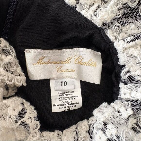 Mademoiselle Charlotte Navy Velvet Dress Ivory Lace Collar Cuffs Girls Sz 10 - Picture 8 of 11